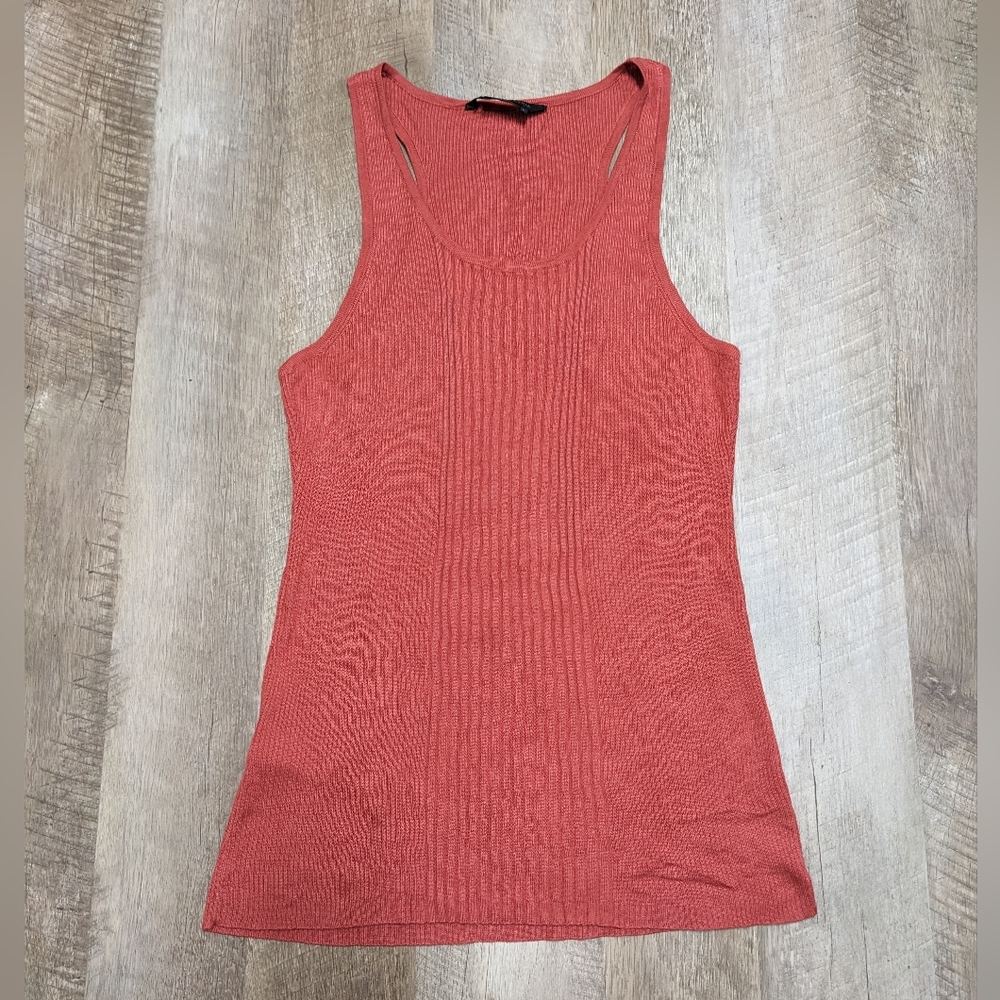 BCBGMAXAZRIA Silk Blend Sleeveless Ribbed Top Size Large